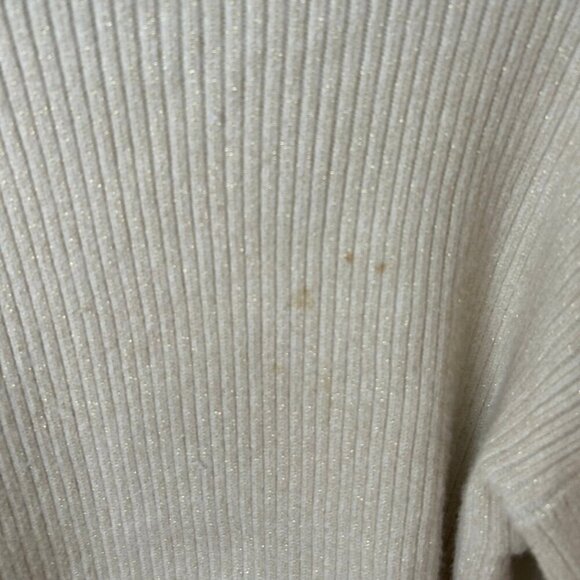 Line & Dot Off White Funnel Neckline Long Sleeve Chunky Knit Sweater Size Medium - Picture 4 of 8